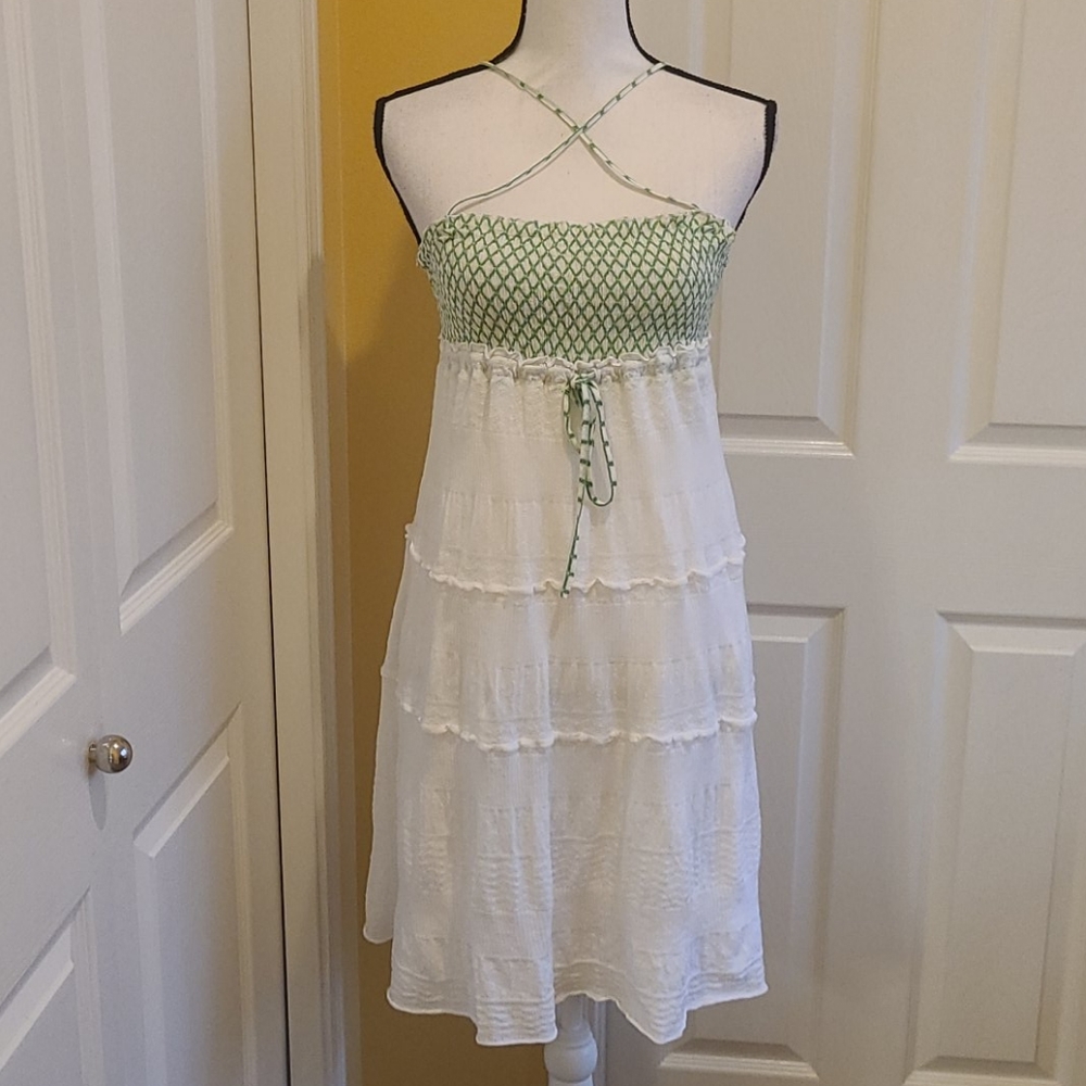 FREE PEOPLE WHITE/GREEN SUNDRESS, SIZE 1